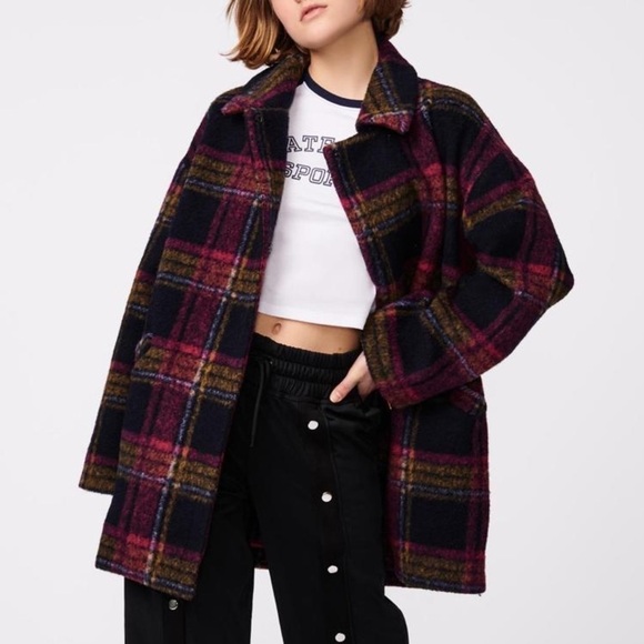 BERNIE MULTICOLORED PLAID WOOL BLEND SHACKET JACKET - Picture 1 of 12